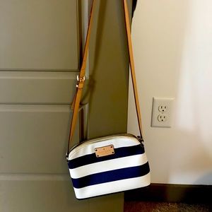 Kate Spade Blue and White Striped Crossbody Bag